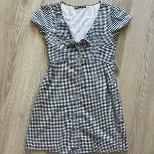 Abercrombie & Fitch Black and White Gingham Button-Front Mini Dress